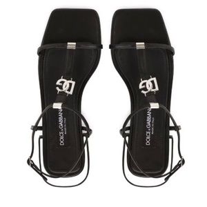 SOLD NWT Dolce and Gabbana Logo Black Leather Sandals